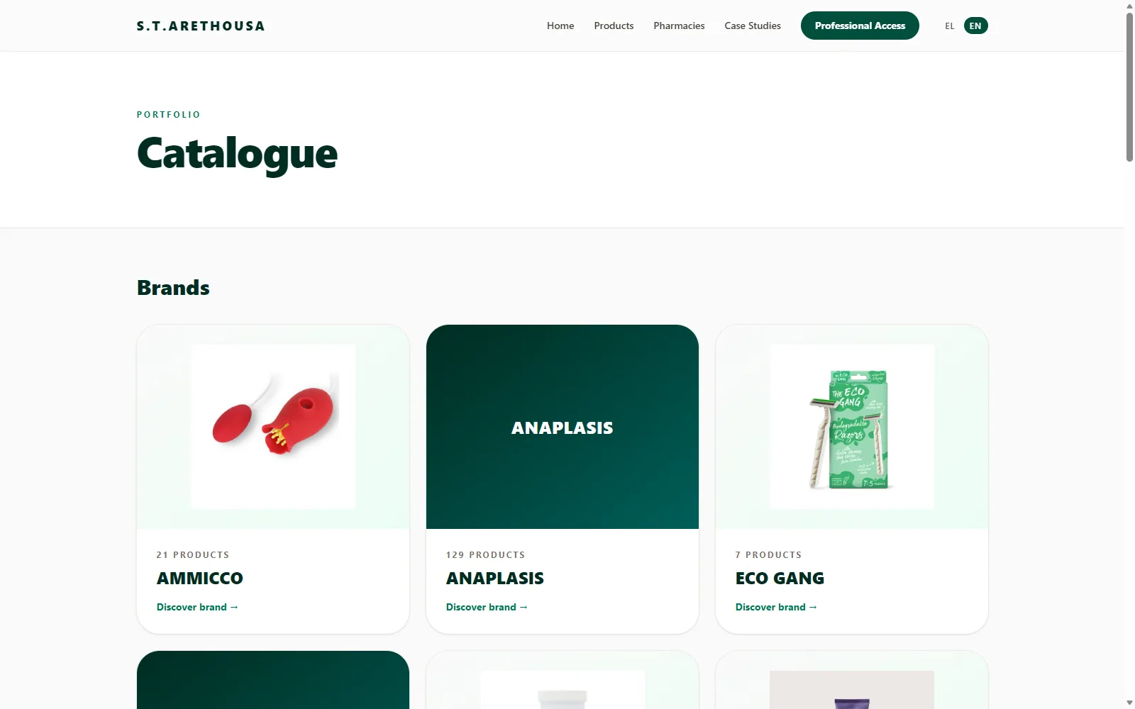 S.T. Arethousa catalogue displaying organized healthcare brands